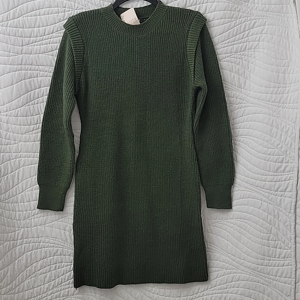 Women's Ribbed Knit Turtleneck Bodycon Stretch Long Sleeve Tube Sweater Dress - Picture 4 of 11